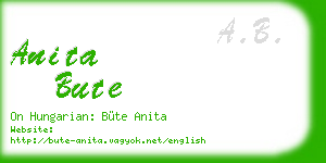 anita bute business card